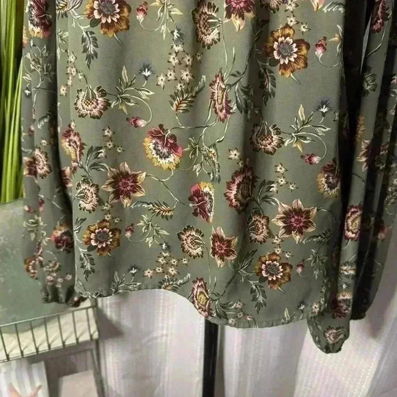 Joie Women’s L Floral Long Sleeve Mock Neck Blouse Modest Business Casual Tunic - Picture 3 of 12